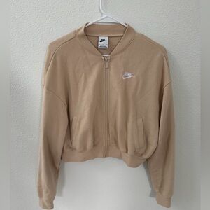 Nike Women's Beige Bomber Jacket Cropped